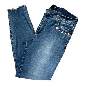 KUT from the Kloth Connie Jeans Size 10 High Rise Skinny Ankle Pearl Embellished